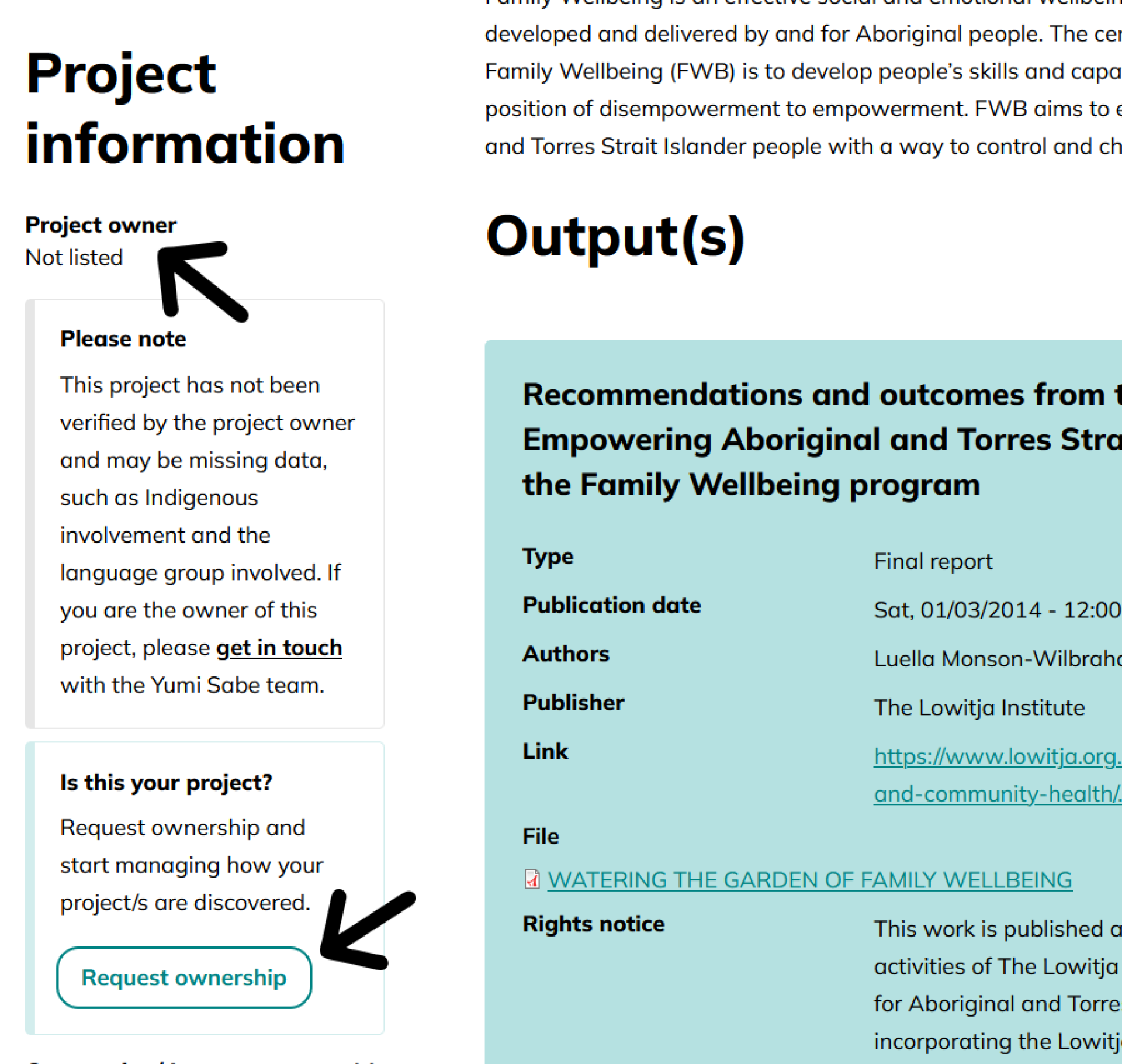 Screenshot of project sidebar